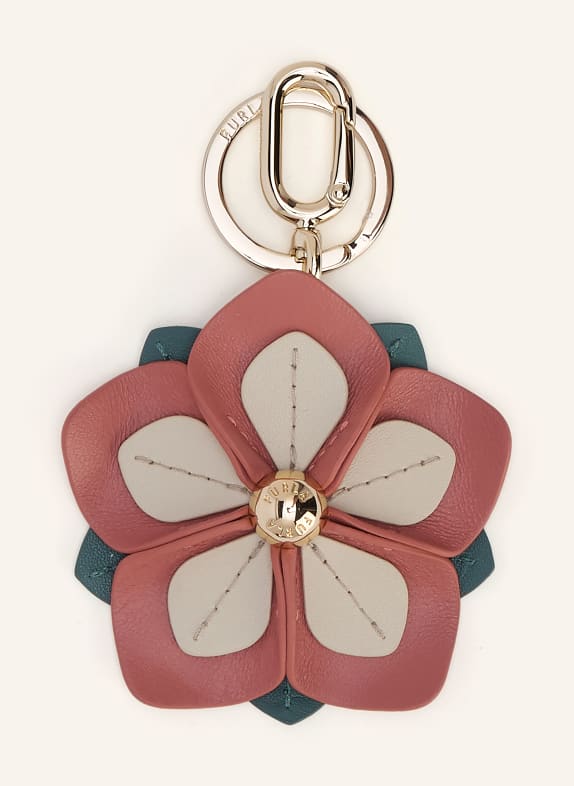 FURLA Taschenanhänger HIBISCUS ALTROSA / GOLD / GRÜN