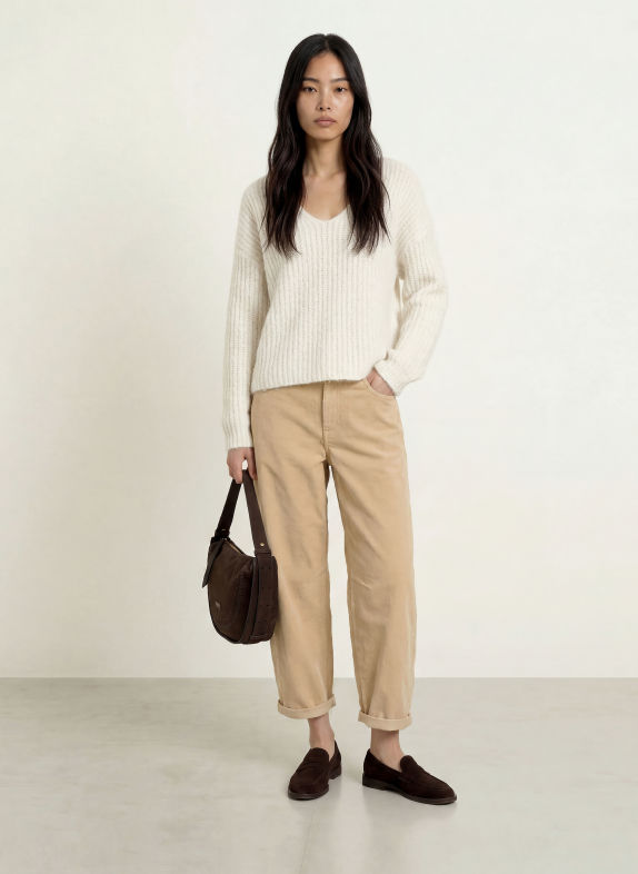 Herrlicher 7/8 broek BARROW van corduroy BEIGE