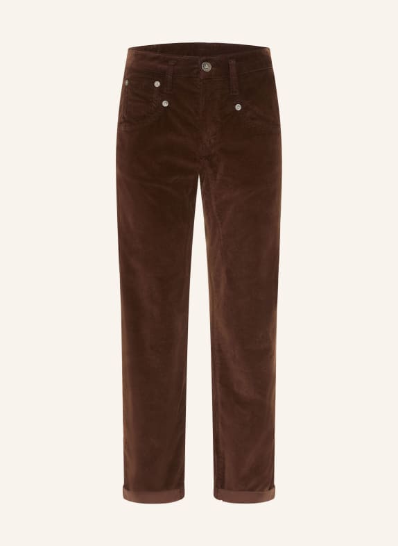 Herrlicher SHYRA 7/8-length velvet trousers DARK BROWN