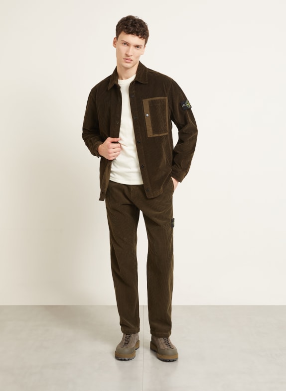 STONE ISLAND Cordoverhemd Comfort Fit MARRON FONCÉ