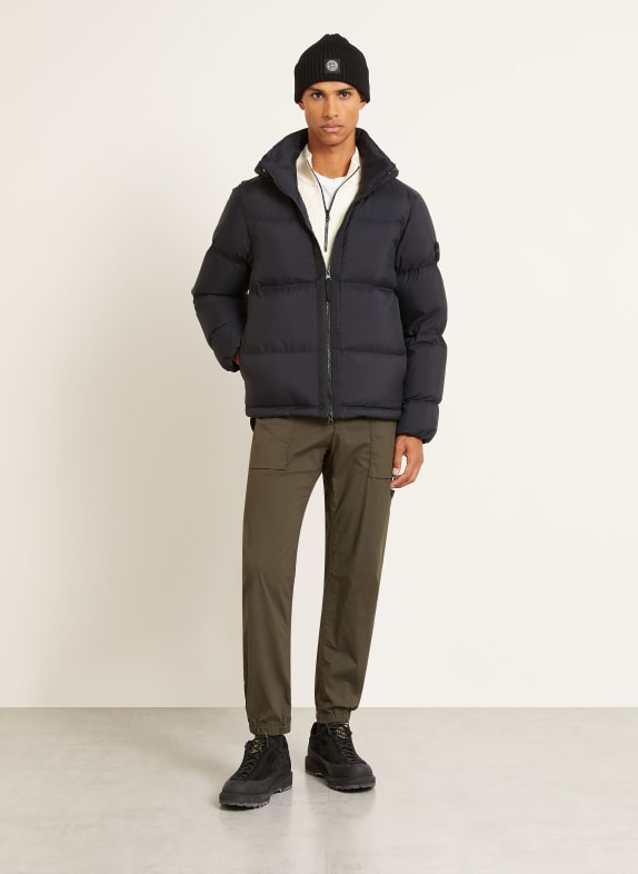 STONE ISLAND Donsjas met afneembare capuchon ZWART