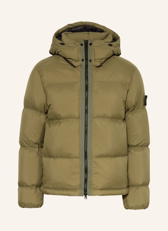 STONE ISLAND Péřové bundy s odnímatelnou kapucí OLIVOVÁ