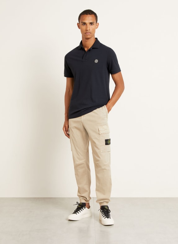 STONE ISLAND Piqué-poloshirt, slim fit DONKERBLAUW