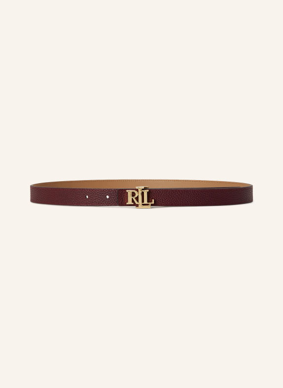 LAUREN RALPH LAUREN Ledergürtel zum Wenden DUNKELROT / GOLD