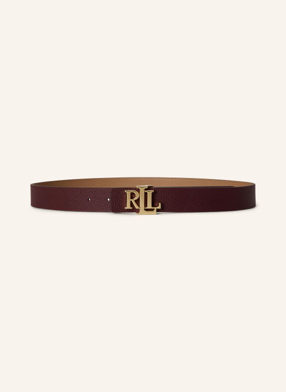 LAUREN RALPH LAUREN Ledergürtel zum Wenden DUNKELROT / GOLD / BEIGE