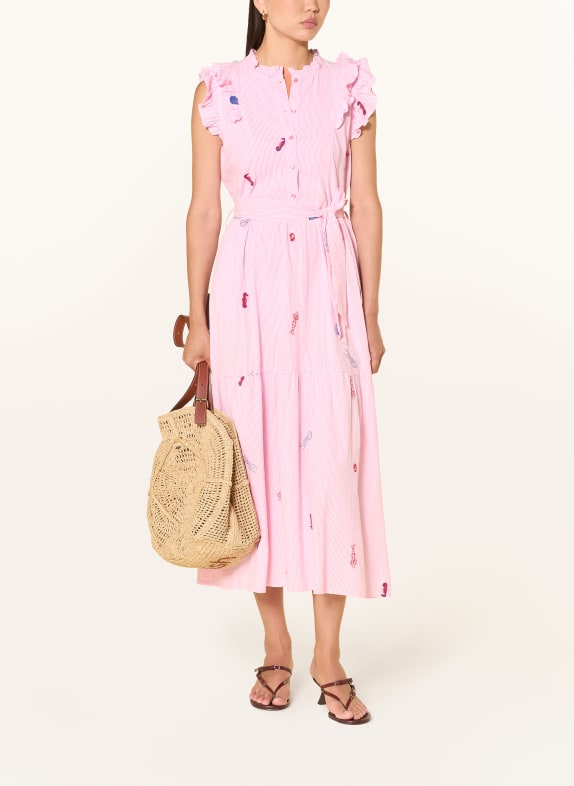 lollys laundry Robe HARRIETLL à volants et broderies ROSE / BLEU / BLANC