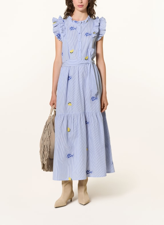 lollys laundry Robe HARRIETLL à volants BLEU / JAUNE / VERT