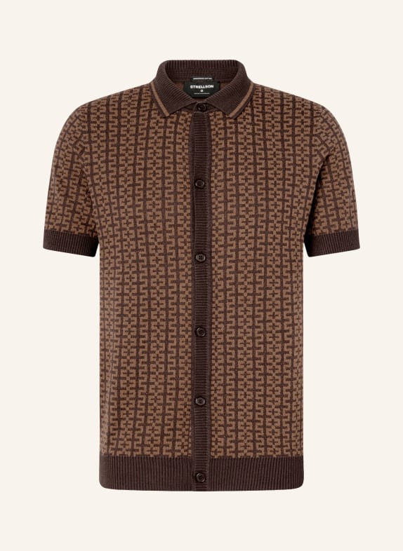 STRELLSON Chemise en maille ANDRO coupe extra slim MARRON / MARRON FONCÉ