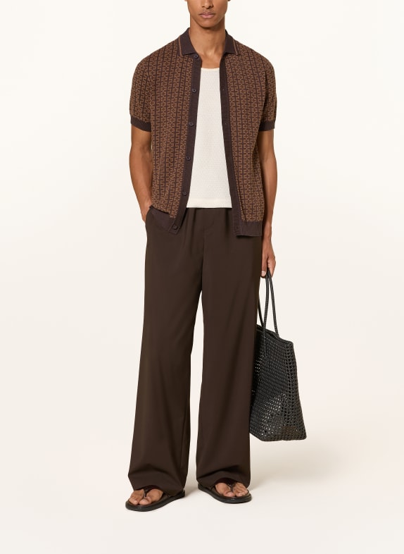 STRELLSON Gebreid overhemd ANDRO Extra Slim Fit BRUIN / MARRON FONCÉ