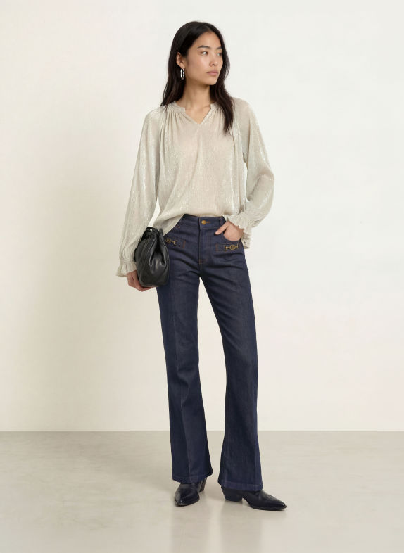 MOS MOSH MMXIMENA GLAM Shirt blouse with Glitter Yarn BEIGE