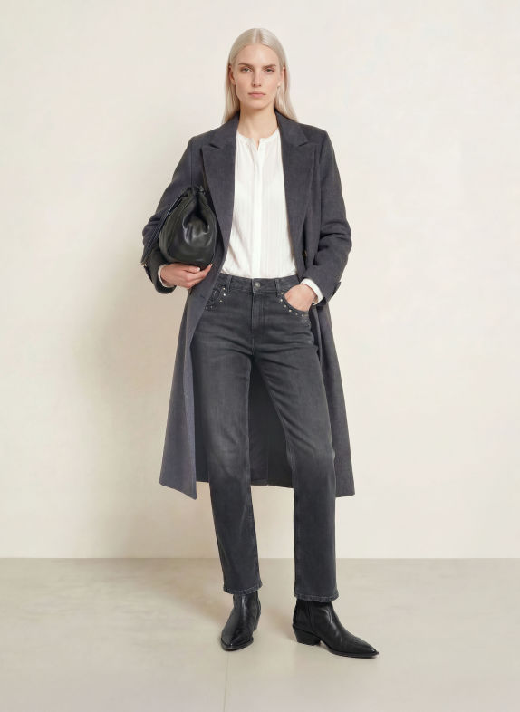 MOS MOSH Straight Jeans MMRACHEL mit Nieten 850 GREY