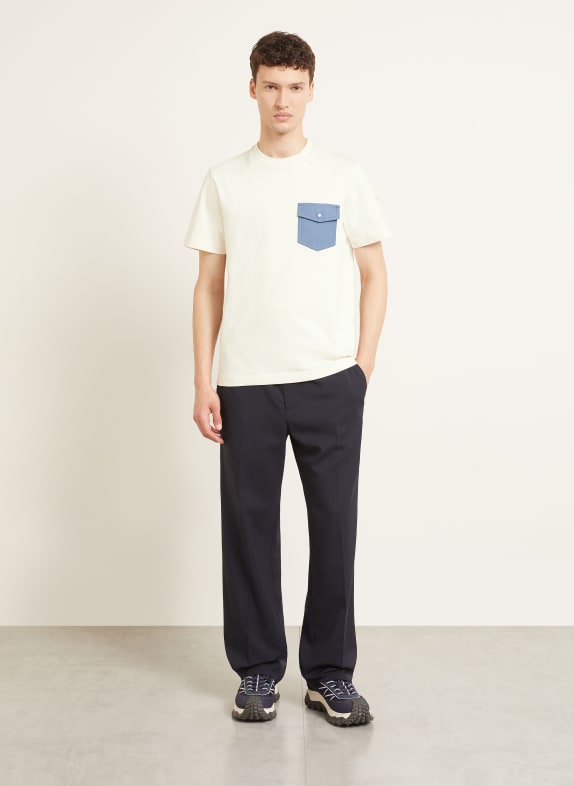 MONCLER Tricou CREM / ALBASTRU