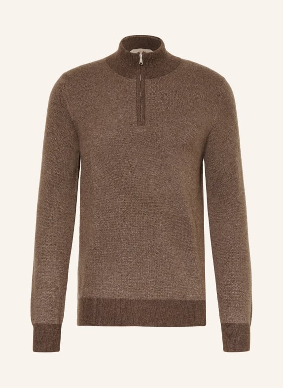 Aurélien Cashmere Half-zip sweater BROWN / DARK BROWN