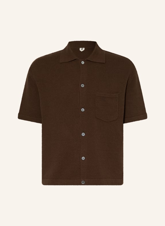 ARKET SMOG Comfort Fit Knit Shirt DARK BROWN