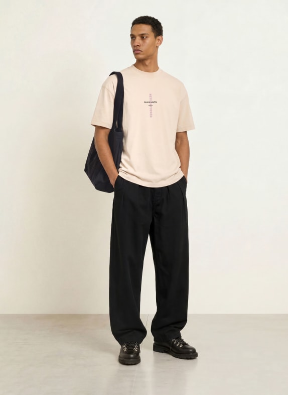 ALLSAINTS Tricou KNOX BEJ / MOV DESCHIS / NEGRU