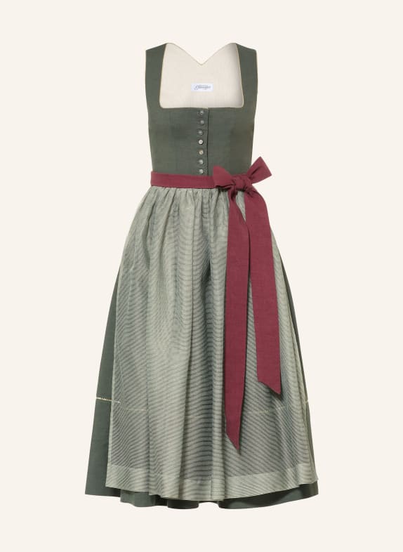 Grasegger Linen Dirndl BRIANNA GREEN / DARK RED / LIGHT GREEN