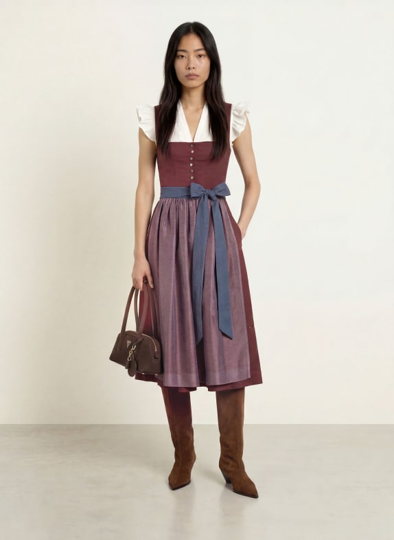 Grasegger Linnen dirndl BRIANNA DONKERROOD / BLAUW