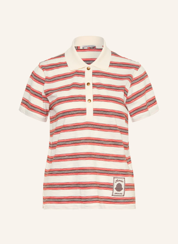 MONCLER Jersey-Poloshirt CREME / BRAUN / ROT