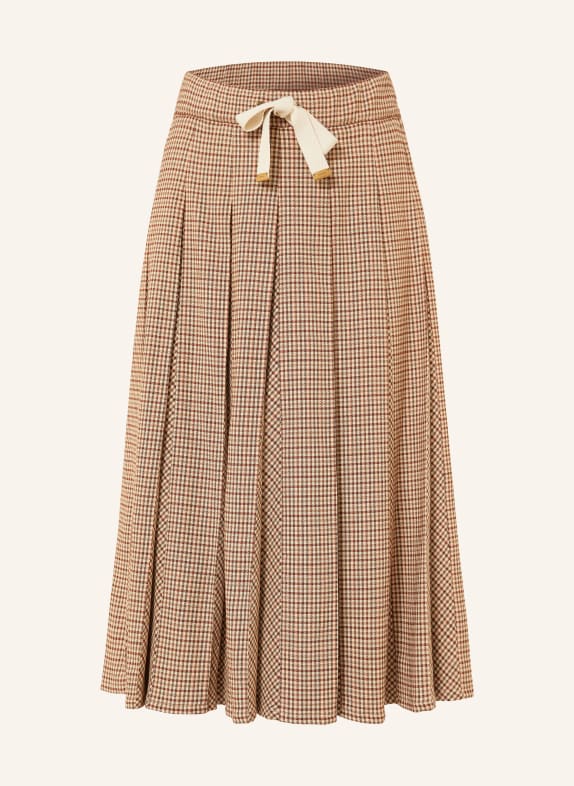 MONCLER Skládaná sukně BÉŽOVÁ / HNĚDÁ / ČERNÁ