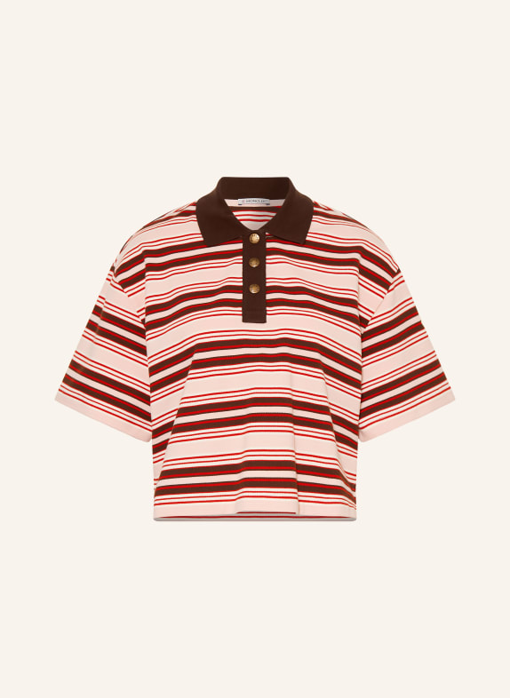 MONCLER Piqué-Poloshirt CREME / DUNKELBRAUN / ROT