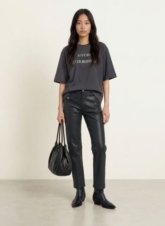 MOS MOSH MMGUINN T-shirt with Rhinestones DARK GRAY