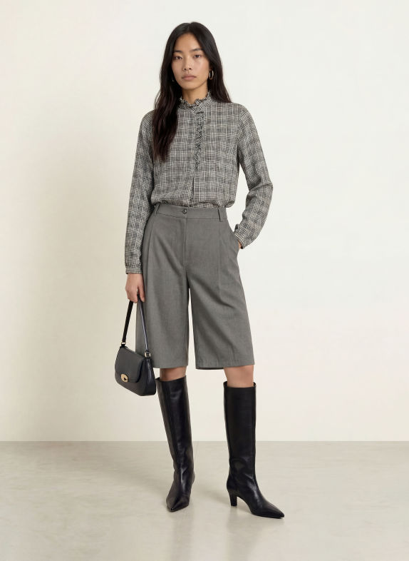 MOS MOSH MMBILES Shirt blouse with Ruffles BLACK / WHITE