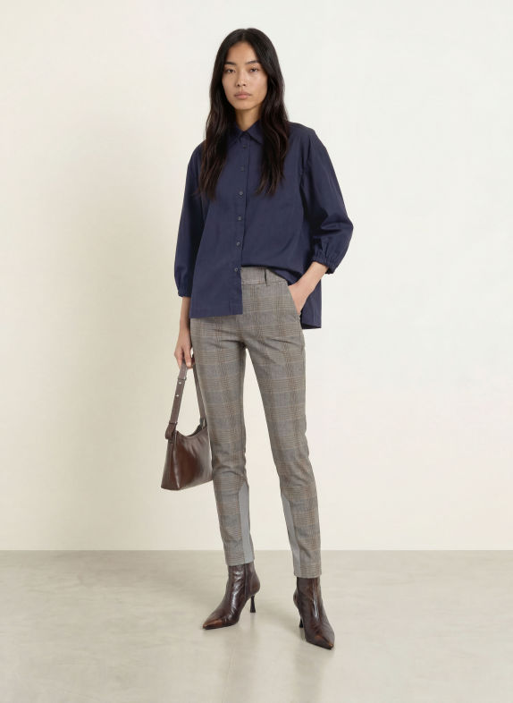 MOS MOSH Flanellen broek MMLUSH TUXEN GRIJS / BRUIN / DONKERGRIJS