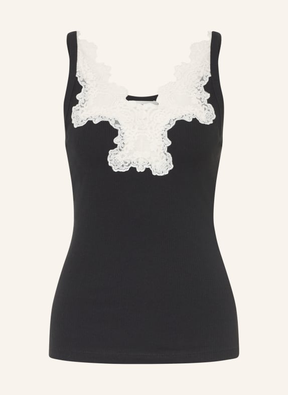 SANDRO Top mit Spitze SCHWARZ / WEISS