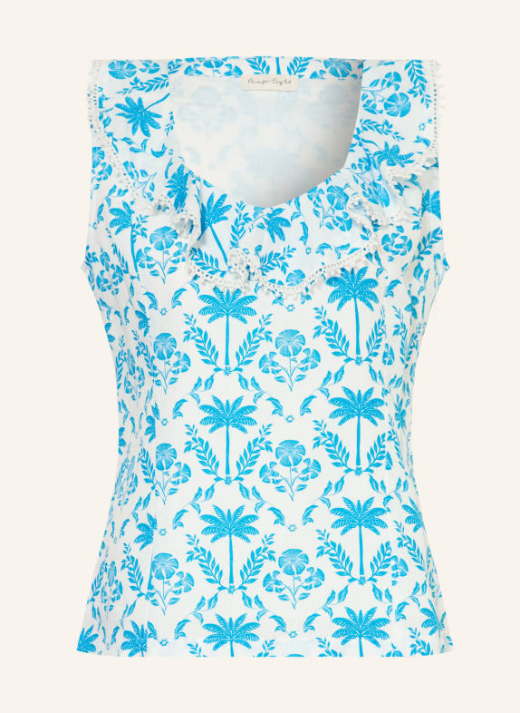 Phase Eight Blusentop RHONA mit Leinen und Volants WEISS / BLAU