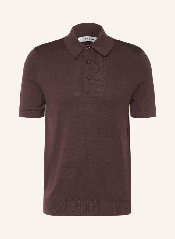 SANDRO Strick-Poloshirt mit Seide DUNKELBRAUN