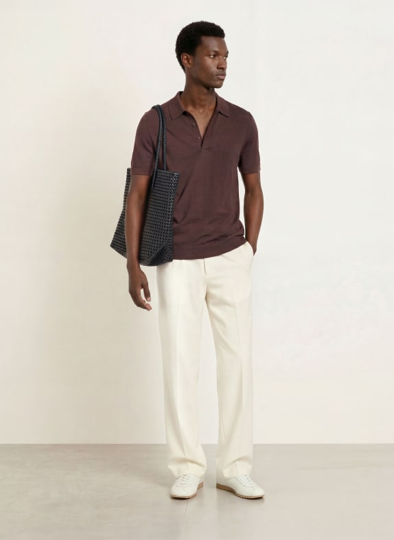 SANDRO Strick-Poloshirt mit Seide DUNKELBRAUN