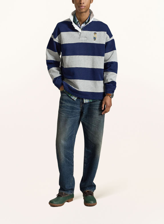 POLO RALPH LAUREN Polo de rugby en molleton BLEU FONCÉ / GRIS CLAIR / BLANC