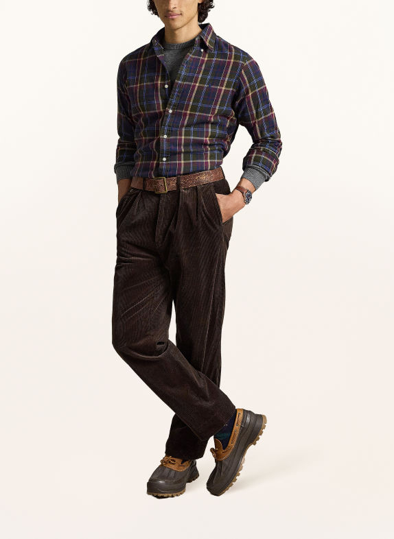 POLO RALPH LAUREN Flanellskjorte Custom Fit OLIVEN / BEIGE / MØRKERØD
