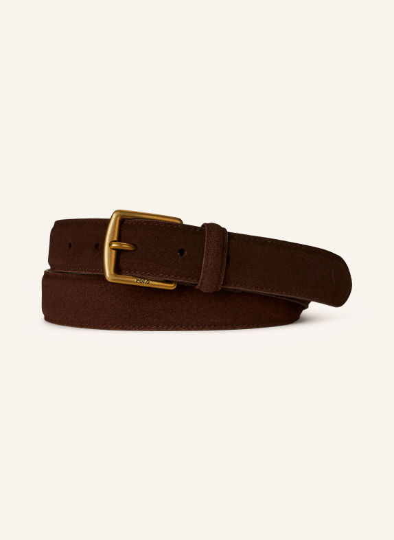 POLO RALPH LAUREN Ledergürtel DUNKELBRAUN / GOLD