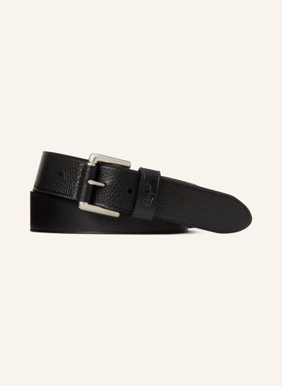 POLO RALPH LAUREN Leather belt BLACK / SILVER