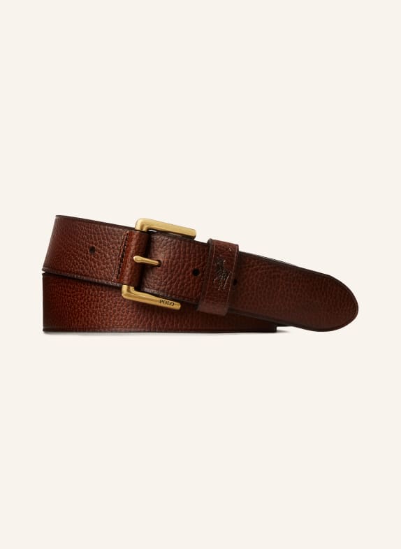 POLO RALPH LAUREN Leather belt DARK BROWN / GOLD
