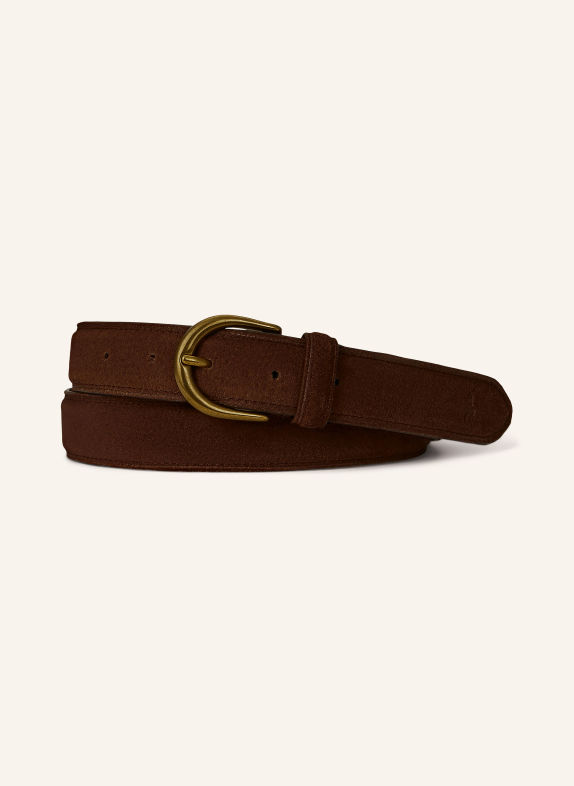 POLO RALPH LAUREN Ledergürtel DUNKELBRAUN / GOLD