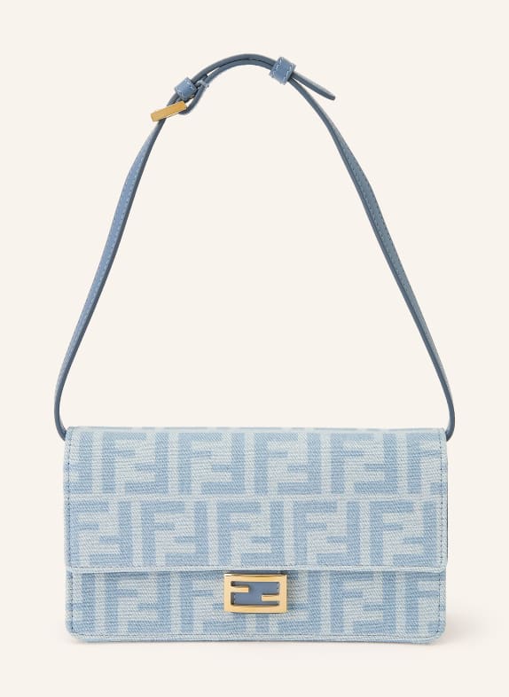 FENDI Peněženka na řetízku BAGUETTE TMAVĚ MODRÁ / ZLATÁ / ČERNOŠEDÁ
