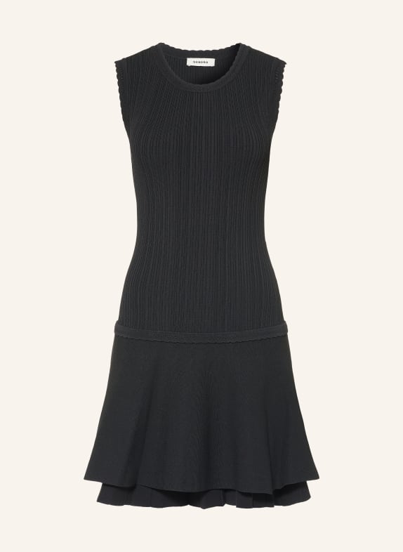 SANDRO Strickkleid SCHWARZ