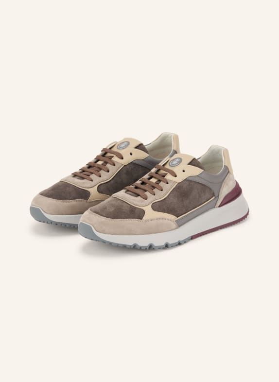 BRUNELLO CUCINELLI Sneakers GRIS FONCÉ / BEIGE / ROUGE FONCÉ
