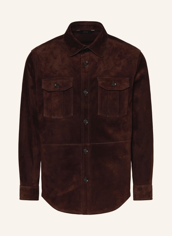 Brioni Surveste en cuir VAGABOND MARRON FONCÉ