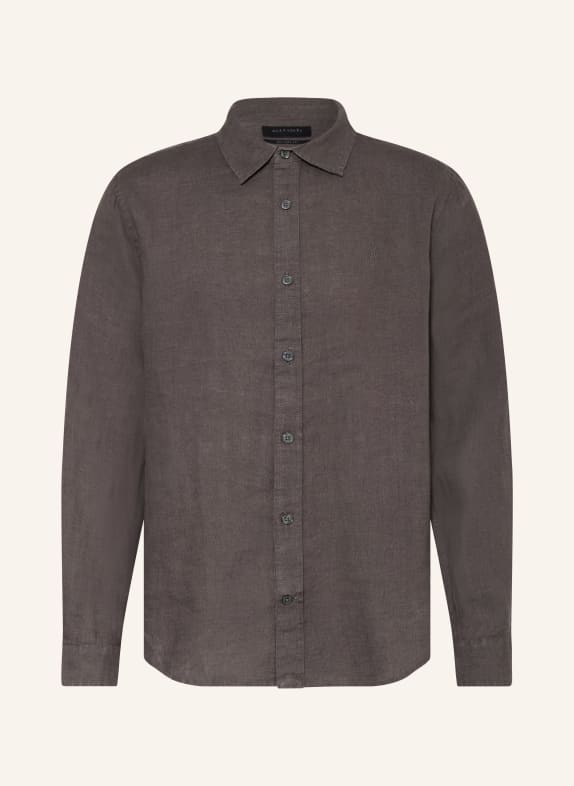 ALLSAINTS LOOM LS Relaxed Fit Linen Shirt DARK GRAY
