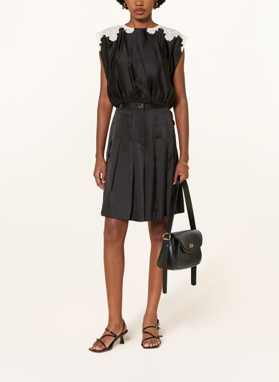 SANDRO Cropped-Blusentop aus Satin SCHWARZ / ECRU