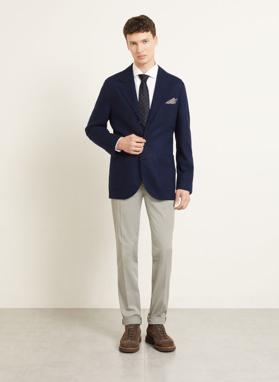 BRUNELLO CUCINELLI Slim fit kasjmier colbert DONKERBLAUW