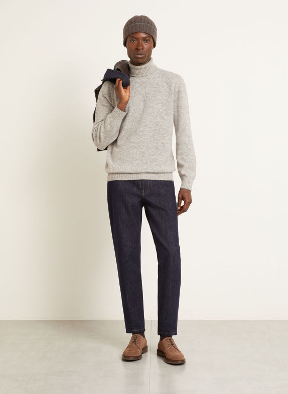 BRUNELLO CUCINELLI Coltrui met col van alpaca GRIJS
