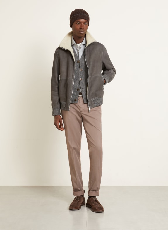 BRUNELLO CUCINELLI Leren jas TAUPE