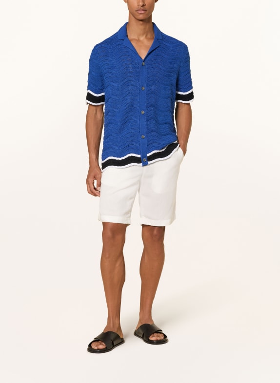REISS Gebreid overhemd CIRO Regular Fit BLAUW / WIT / ZWART