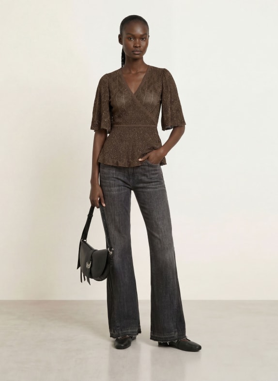 ba&sh Wrap-bluse WENDY MØRKEBRUN / GULD
