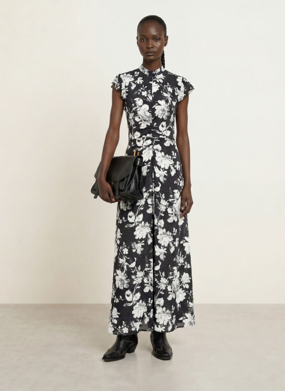 ALLSAINTS Šaty LOLITA ČERNÁ / SVĚTLE ŠEDÁ / ŠEDÁ