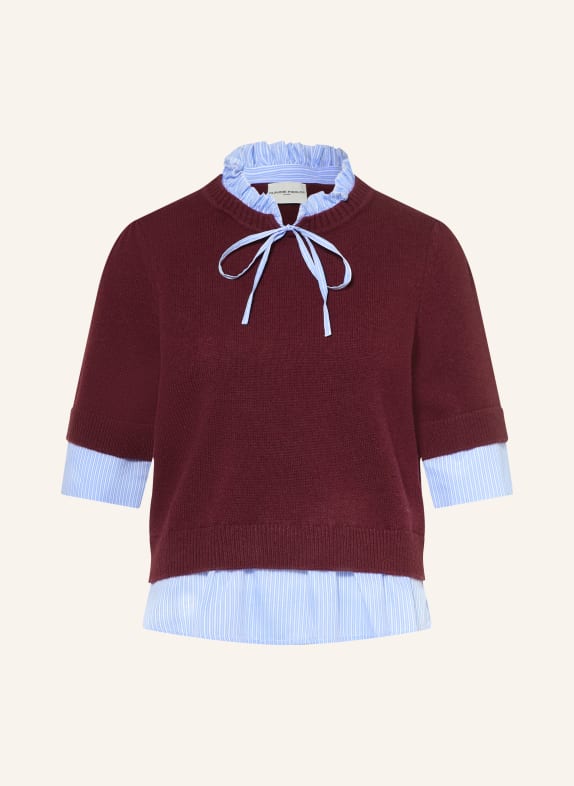 CLAUDIE PIERLOT Strickshirt im Materialmix DUNKELROT / HELLBLAU / WEISS